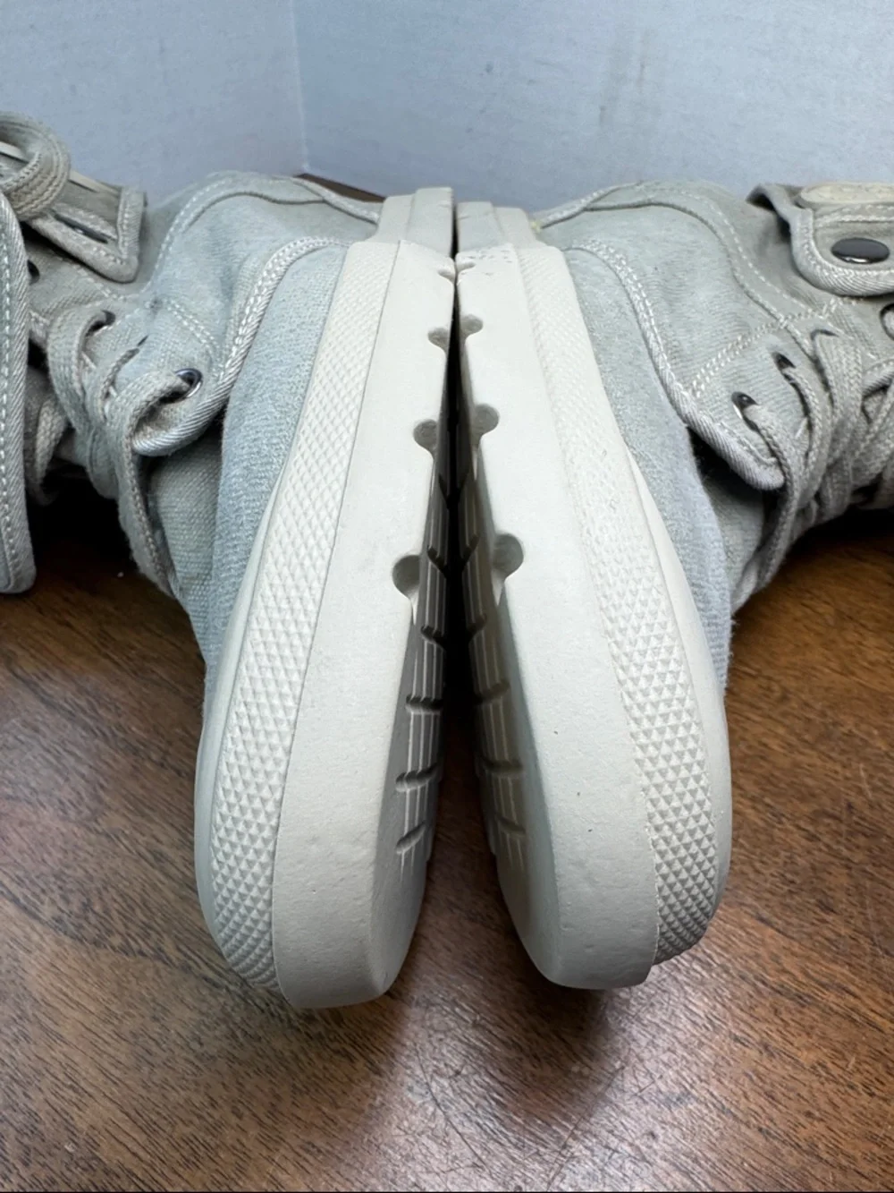 PLDM Palladium Womens Gray Canvas Fold-Over High-Top Hidden Wedge Sneakers, 40